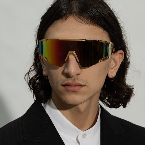 Balmain Women Sunglasses Titanium Gold Red Brown Mirror Mask FLECHE BPS-138C-141 - Picture 7 of 13